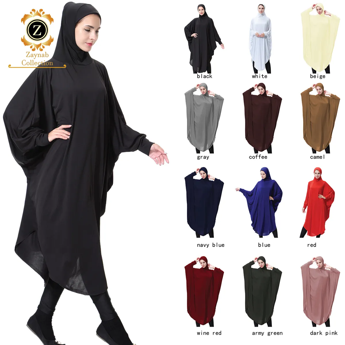 Zaynabジルバブイスラム教徒の女性のドレスジルバブドバイイスラム服ドバイ卸売RoupasKhimar女性のイスラム教徒のドレスジルバブ