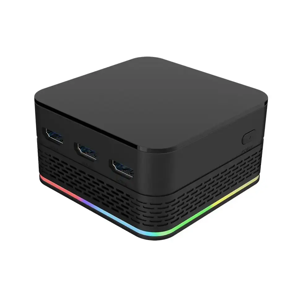 RGB Light T9 Plus كمبيوتر صغير جيب 12th Gen N95 N100 N200 N305 شاشة ثلاثية 4K مزدوجة الشبكة dddr5 16GB 2 Win11 Linux كمبيوتر صغير