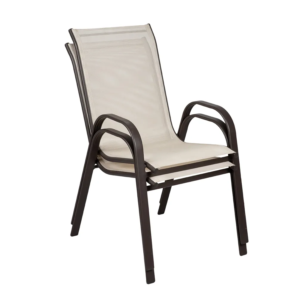 Sıcak satış ucuz çelik çerçeve Bistro ağ sırtlıklı sandalye bahçe sandalye açık veranda sandalyeler