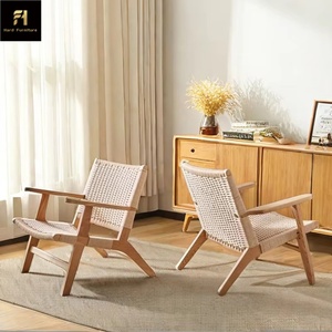 Sillas tejidas de ratán cómodas de estilo moderno, marco de madera, muebles de sala de estar, reposabrazos de habitación, silla reclinable trasera