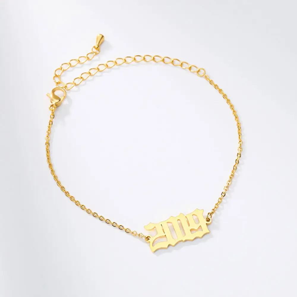 boho fashion 18k gold plated stainless year numbers charm bracelet jewelry for women manufacturer supplier China