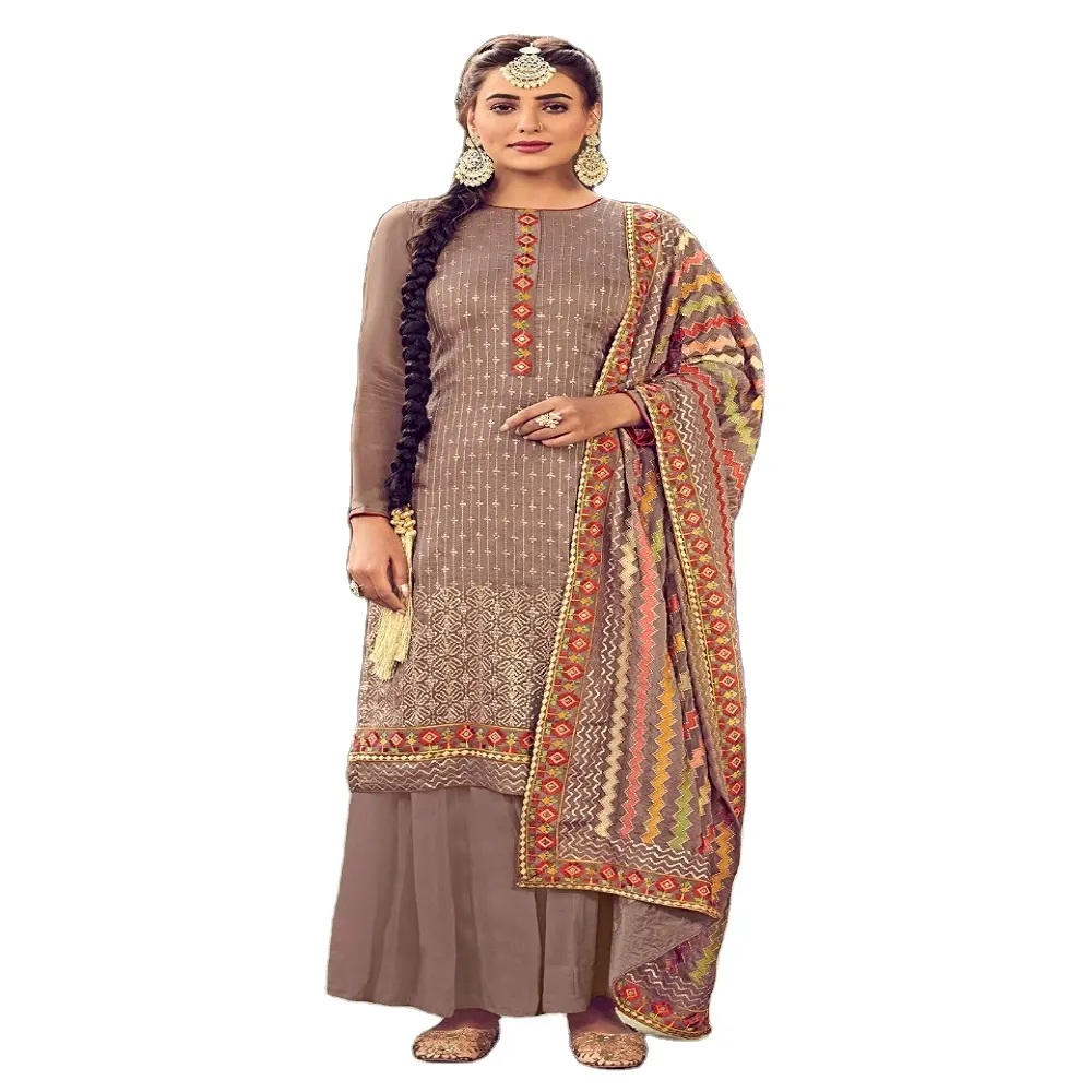 जातीय परिधान अर्द्ध सिलाई भारतीय सलवार कमीज सूट दुपट्टा पार्टी पहनने शादी और त्योहार पहनने देवियों महिलाओं patiyala सूट