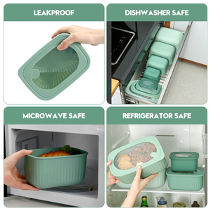 BPAフリー長方形の巣プラスチック食品保存容器セット蓋付き電子レンジ対応キッチン再利用可能食事準備容器 - Product Image 4