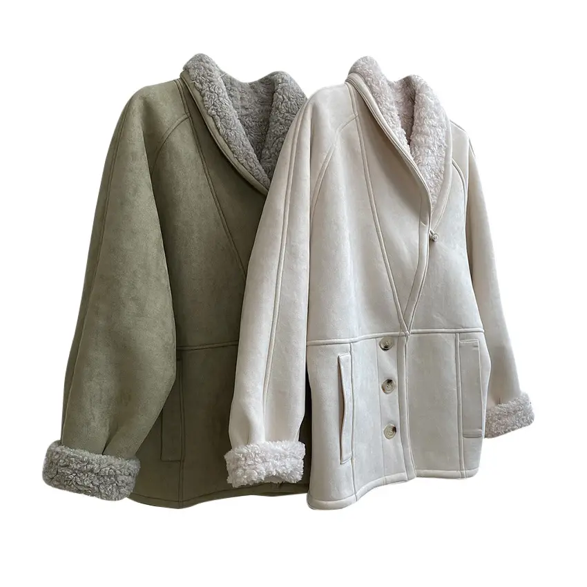 레트로 유행 느슨한 따뜻한 양고기 양모 코트 가을 겨울 여성 코트