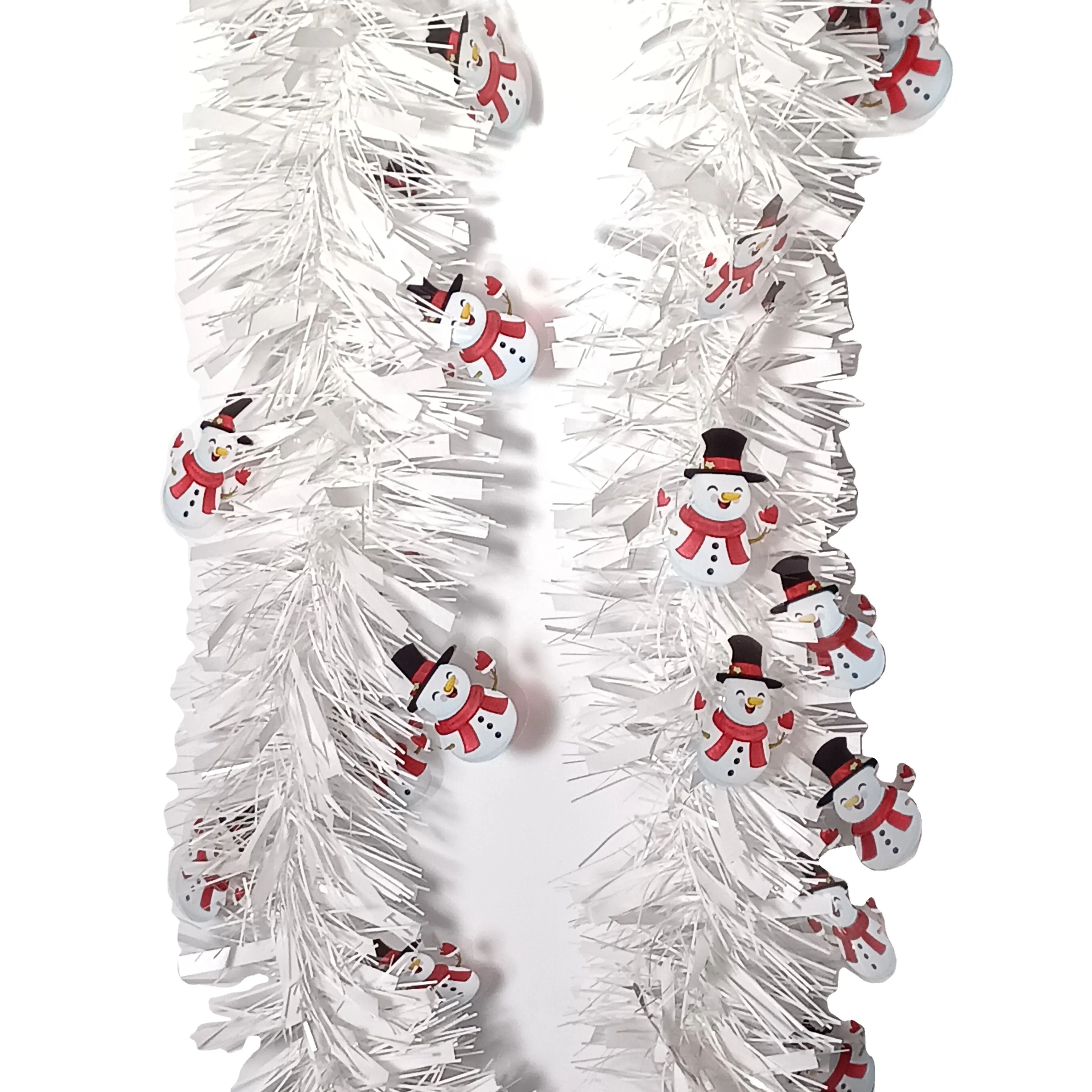 Dazzling Snowman Tinsel Garland Maple Leaf Metallic Twist Garland Decor para Decoração De Natal