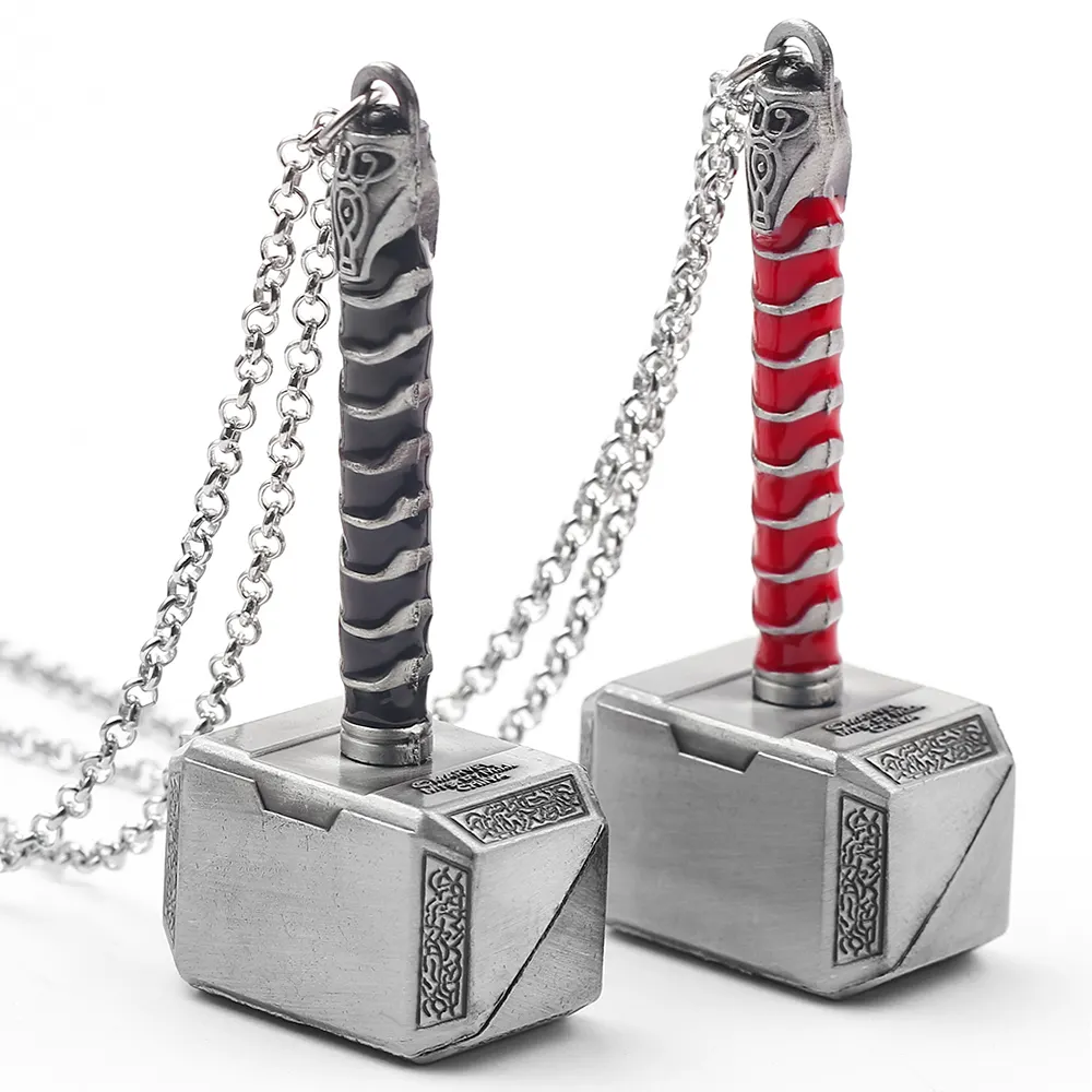 Collar con colgante de Metal de la película de Marvel para hombre, grande, Thor, martillo, Mjolnir, amuleto vikingo nórdico Vintage