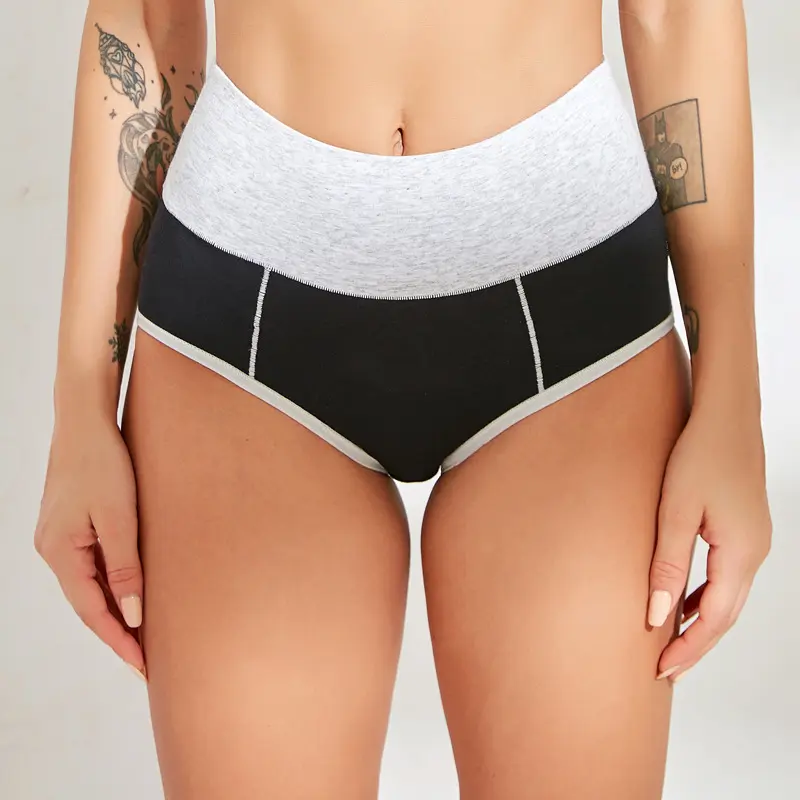 Sous-vêtements en coton taille haute OEM Lingerie pour femmes Sous-vêtements sexy Culotte tricotée unie teintée 100% coton biologique pour femmes adultes