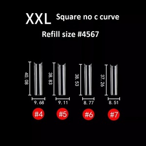 ที่หุ้มปลายเล็บยาวตรง XXL ใสขนาด600ชิ้นยาวพิเศษแบบสั่งทำสำหรับเติมโลโก้4567เล็บเปลือกหอยทรงสี่เหลี่ยมหัวเล็บเทียม - Product Image 3