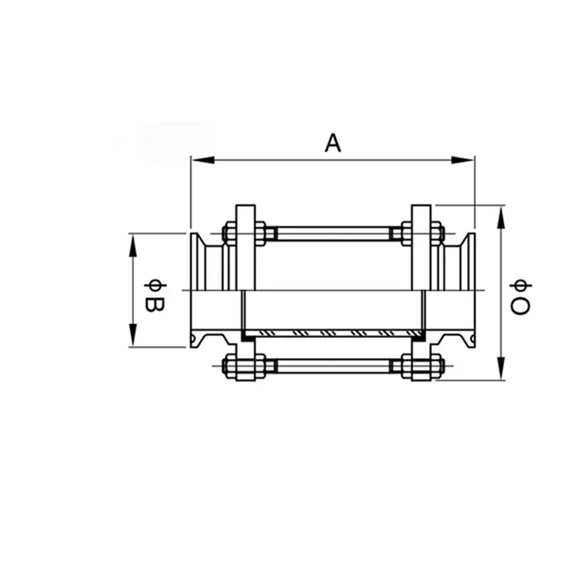 Jianshun Installation rapide sanitaire en acier inoxydable en ligne verre d'observation tubulaire à trois clips SS304/SS316L droit