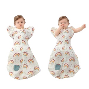 Sac de couchage pour bébé 100% coton, sac d'emmaillotage pour nouveau-né, couverture portable, sac d'emmaillotage de transition avec bras