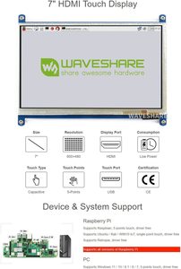 7 Zoll 1024*600 IPS TFT LCD P+G USB kapazitiver Touchscreen Raspberry Pi 3 4 Touch-Display-Modul - Product Image 2
