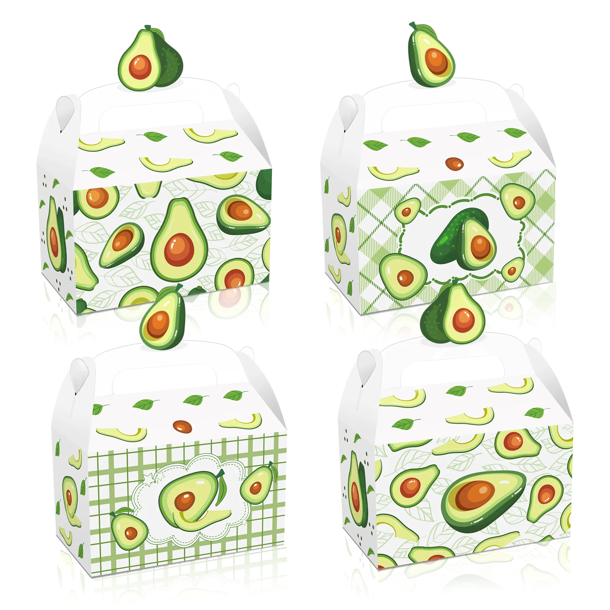 DD165 Tropisches Avocado doppelseitiges Design Schönheitsboxen Papier Geschenk Kuchen Goodies-Schachtel für mexikanische Partyzubehör