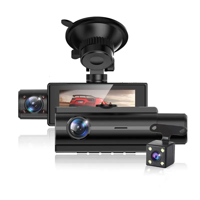 3.16 นิ้วกล้อง IPS รถ Dash Cam สําหรับ 360 ด้านหลังย้อนกลับรถยนต์องศาเครื่องวัดความเร็วรอบคลุมการเฝ้าระวังเครื่องบันทึกวิดีโอด้านหน้าสีดํากล่อง