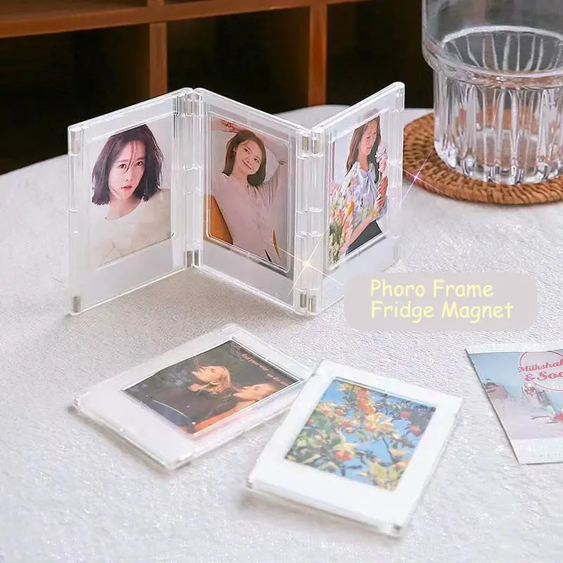 Decoração de casa presente promocional DIY acrílico transparente moldura de foto expositor 3 Polegada mini ímã de geladeira personalizado