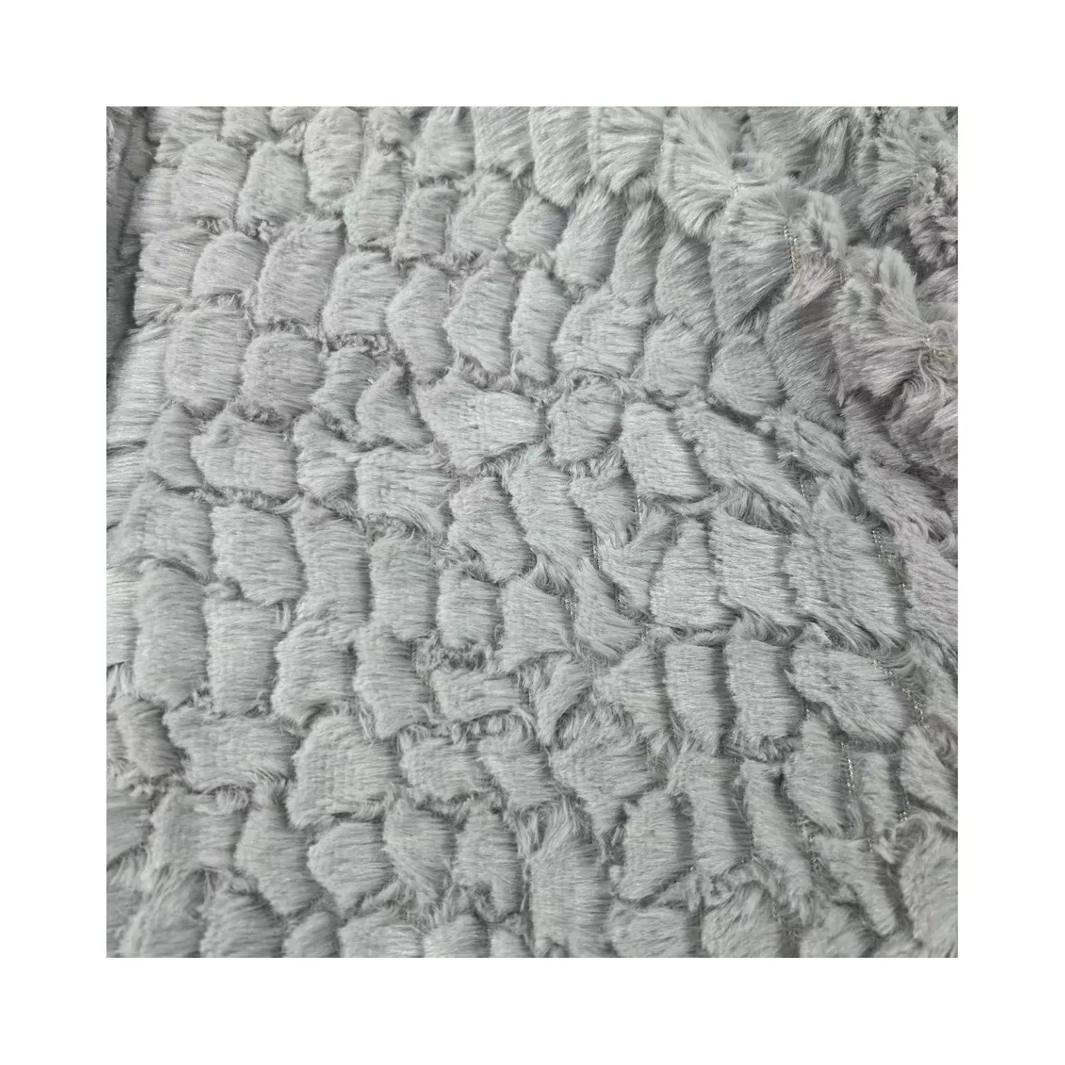 100 poliestere coniglio pelliccia sintetica spazzola fiore morbido bianco PV tessuto per inverno cappotto, giocattolo e coperta