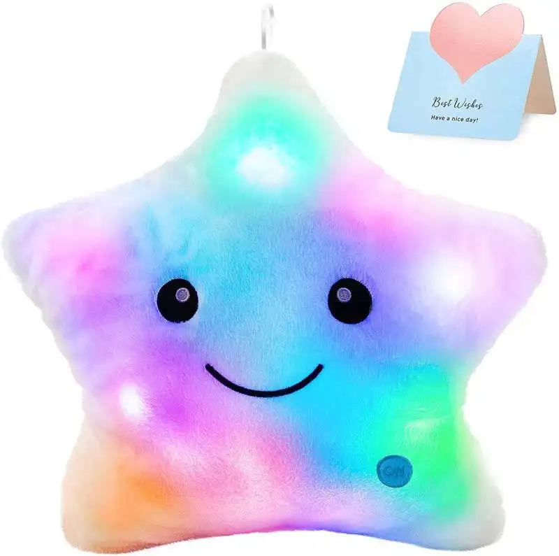 Musica light up pillow stella a cinque punte peluche luminoso giocattolo per bambini scintillio a forma di stella luce notturna cuscino morbido per bambini