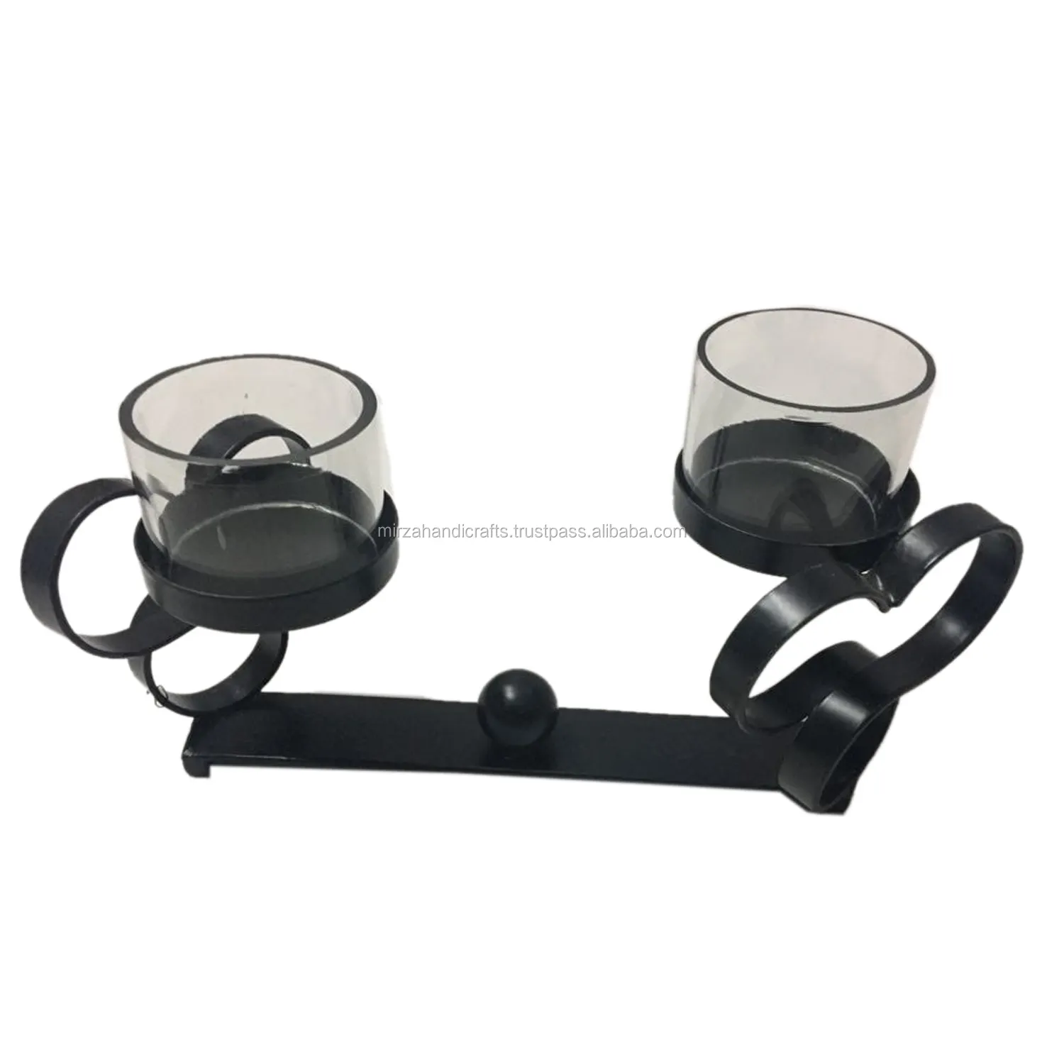 Wavy Iron and Glass Candle holder for Two Candles Home Living Room garden home decoration high quality