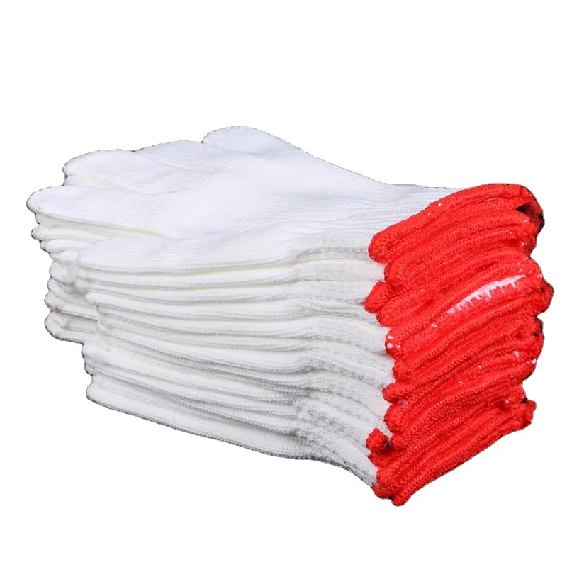 Gants de travail de sécurité tricotés en coton, Logo personnalisé, bon marché, mitaines en coton blanc naturel
