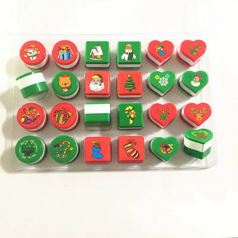 Sellos de Navidad personalizados para niños, juego de sellos de goma cuadrados, baratos, para regalo