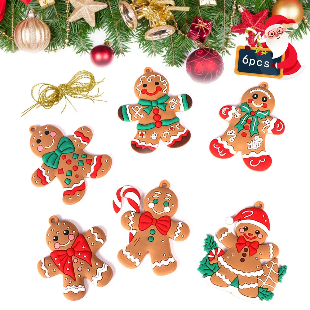 Adornos de hombre de jengibre para decoraciones de árboles de Navidad surtidos gingerman colgando para decoración navideña