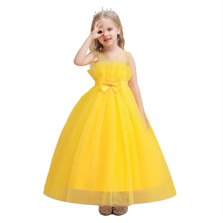 Vestidos longos infantis, vestido elegante com design de moda, roupa de festa para crianças, vestidos de baile para casamento, floristas, meninas, 2023