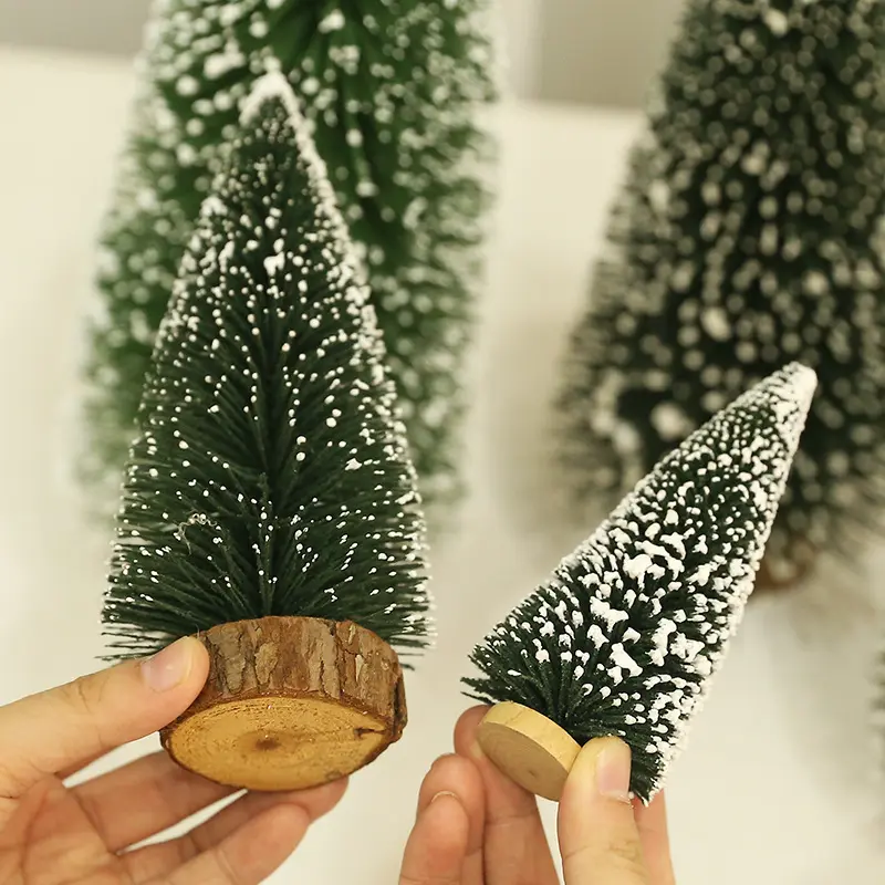 Suministros para festivales, nuevo árbol de Navidad con base de madera creativa para decoración de escritorio