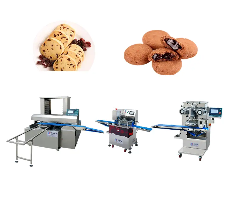 गर्म बिक्री स्वचालित कुकी निर्माता बिस्कुट Encrusting मशीन चॉकलेट भरा कुकी उत्पादन लाइन
