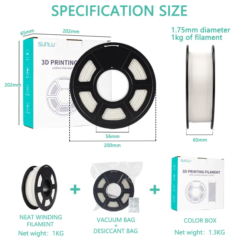 Sunlu filamento di alta qualità per stampante a filamento 1.75mm 3d stampa 3d filamenti