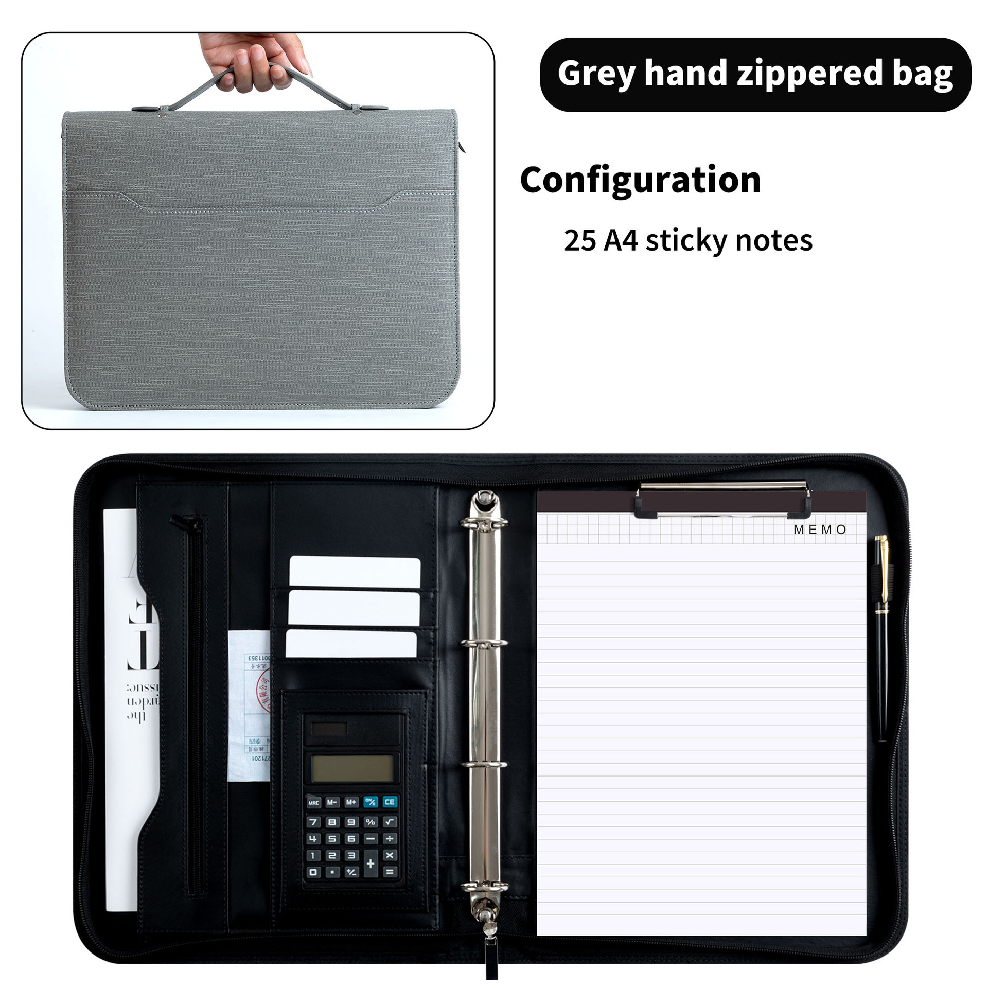 Gray calculator + 25 note paper