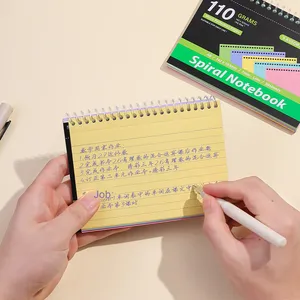 彩色组合美式螺旋笔记本A6印刷记事本，带便携式迷你便签书签备忘单 - Product Image 3