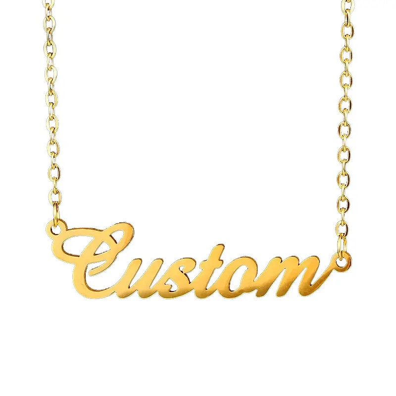 BINSHUO collier personnalisé lettre bijoux en acier inoxydable personnaliser hébreu gros tour de cou chaîne cubaine ArabicName collier