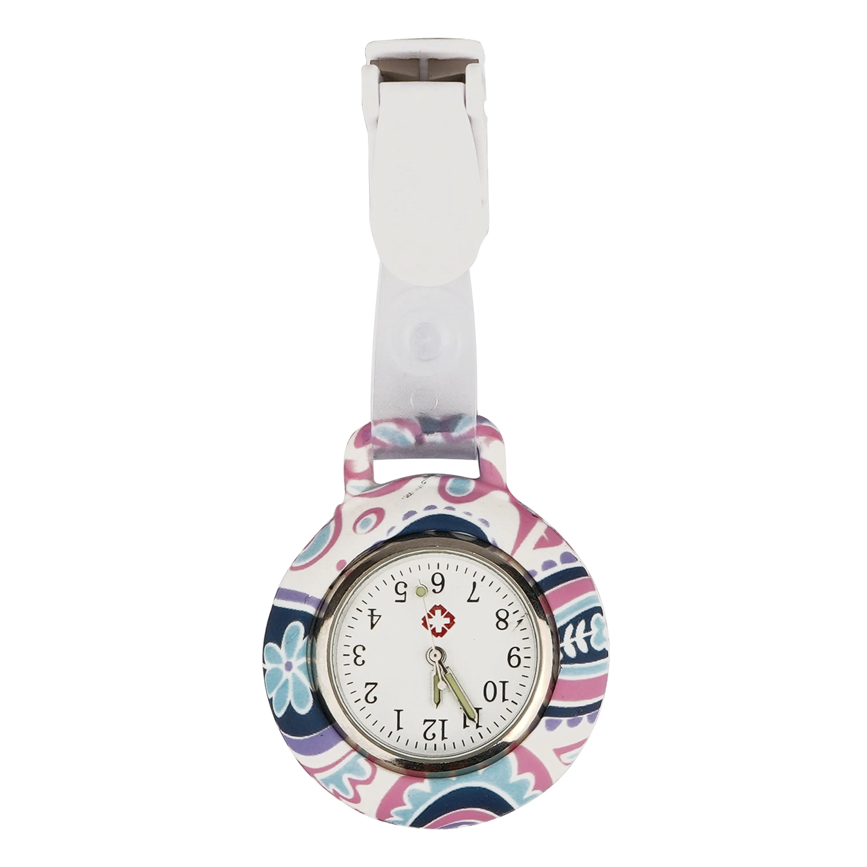 Reloj de bolsillo de cuarzo para enfermera, reloj con broche de cara grande de color gelatina, venta al por mayor