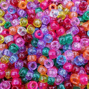 6x9mm混合色キラキラ透明ポニービーズバルクDIYアクリルプラスチックルーシットビーズジュエリー用髪用クリアビーズ