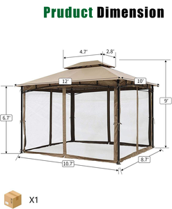 <span class=keywords><strong>Alibaba</strong></span> Top Kwaliteit Draagbare Waterdichte Outdoor Zonnescherm Gelegeerd Stalen Frame Tuinhuisje Pop-Up Instant Paviljoen Tent Met Klamboe - Product Image 4