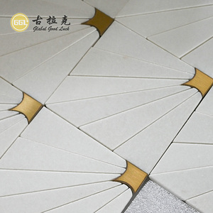 Fancy thassos Trắng Mix Brass gạch đá cẩm thạch hình chữ nhật Gạch Mosaic cho nhà/biệt thự/căn hộ tường và sàn trang trí nội thất - Product Image 4