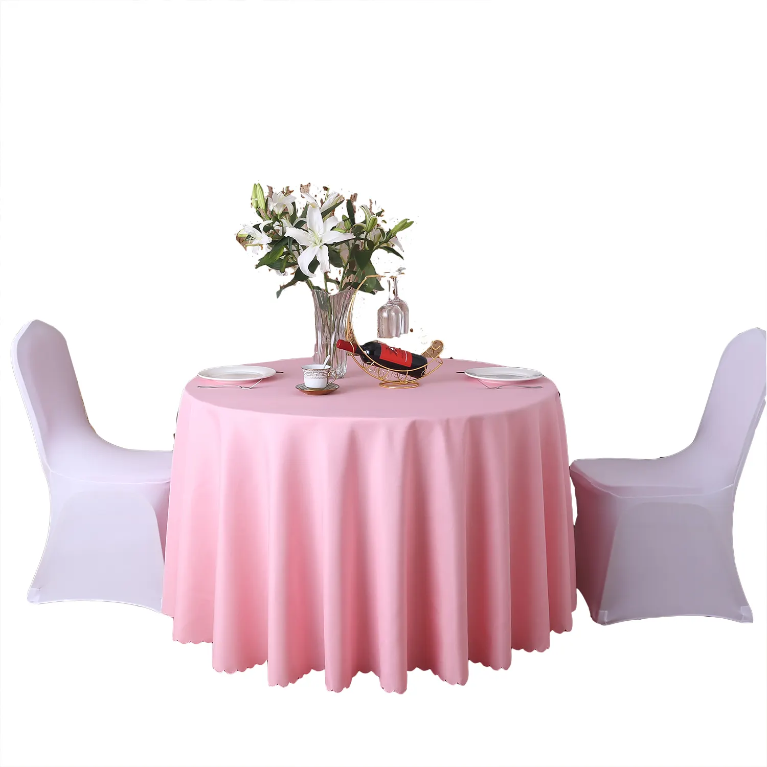 Hot Sale Decorative fabric outdoor wedding round tablecloth