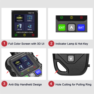 适用于所有汽车的全OBDII/EOBD CAN模式YM119 OBD II读码器扫描仪自动诊断工具适用于12v车辆 - Product Image 3