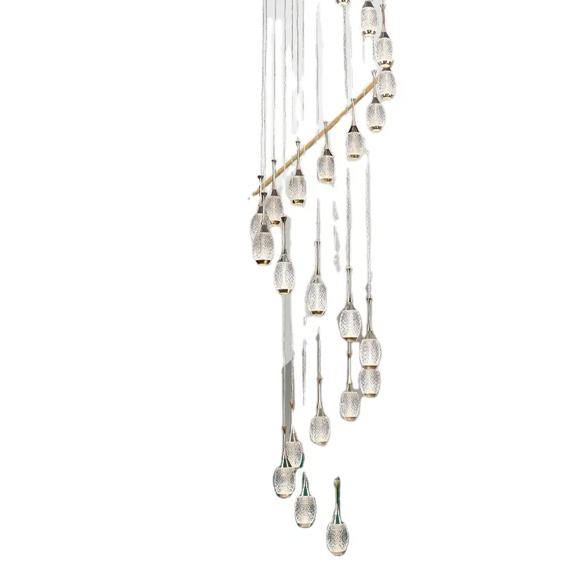 Staircase Chandelier Modern Simple Nordic Light Luxury Loft Creative Villa Compound Rotary Long Chandelier
