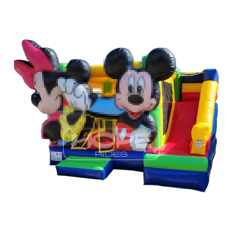 Popular Comercial Gran oferta al aire libre inflable mickey niños juegos puente ratón de dibujos animados castillos hinchables Casa de rebote para la venta