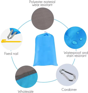 <strong>Beach</strong> Blanket Sand Proof Extra Large <strong>Beach</strong> <strong>Mat</strong> Big &amp; Compact Sand Free <strong>Mat</strong> Quick Drying With 6 Stakes &amp; <strong>4</strong> Corner Pockets - Product Image 4