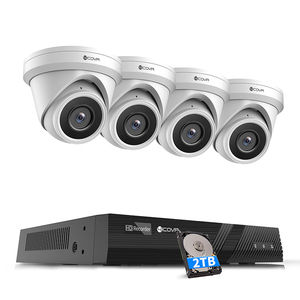 4摄像机安全系统4X 5 MP有线IP圆顶摄像机室外，带人工智能检测4K 8通道NVR 2TB硬盘 - Product Image 1