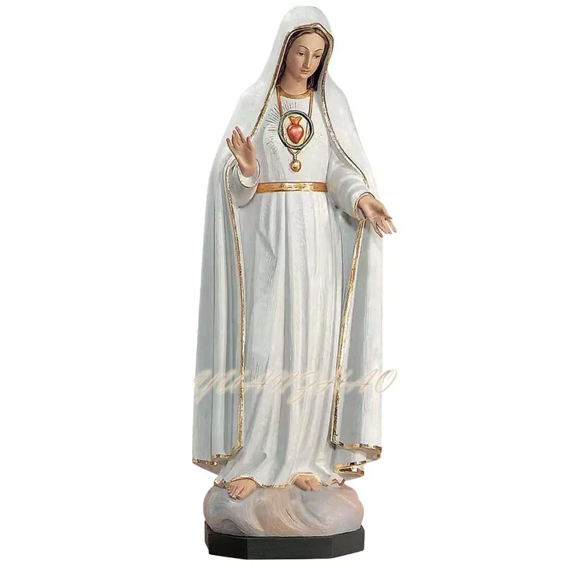 Resina católica massageada virgem maria escultura igreja católica coração de maria