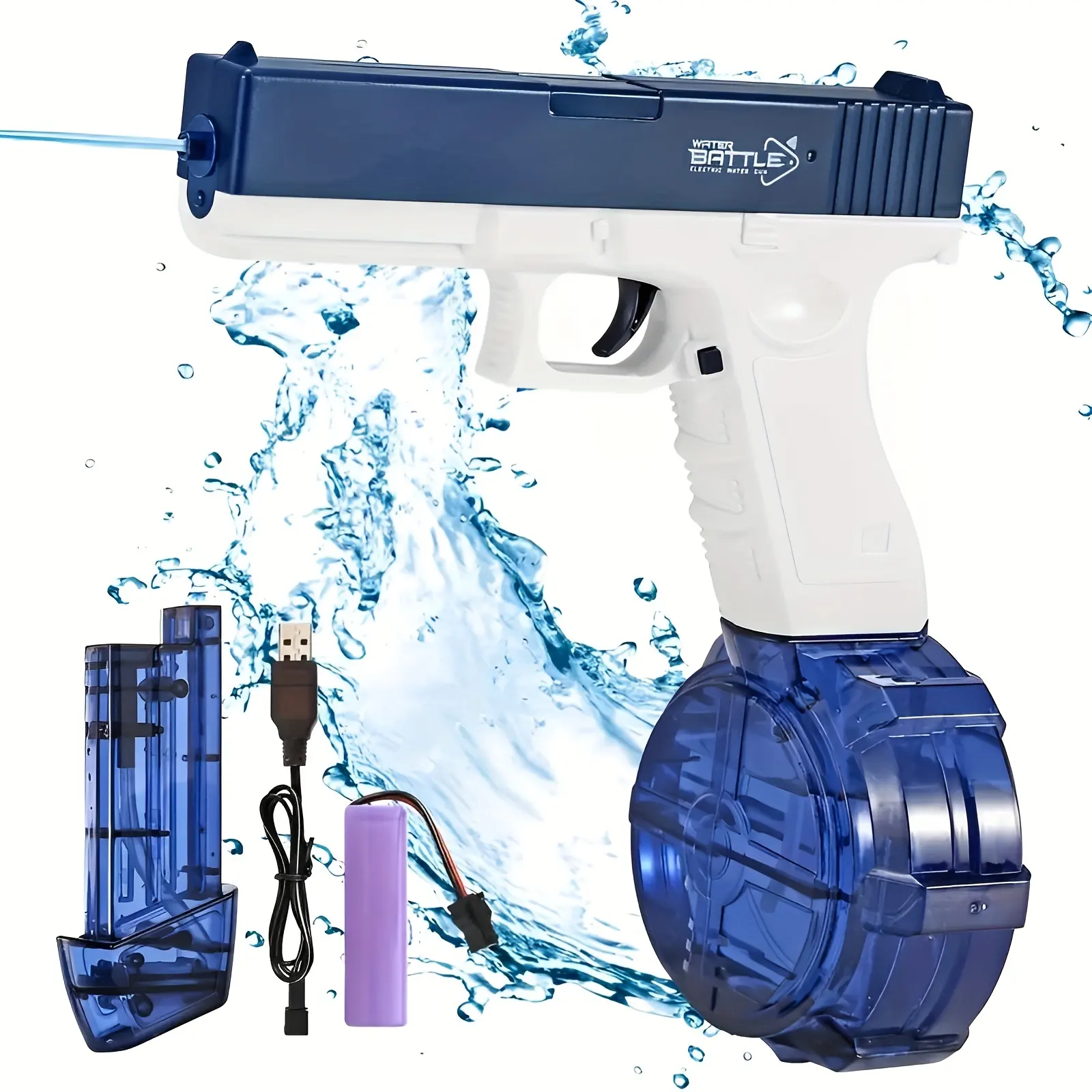 BlocX 2023 nuevo diseño infantil al aire libre juego de disparos pistola juguetes para niños Glock Clip versión de tambor de bala los juguetes de pistola de agua eléctrica