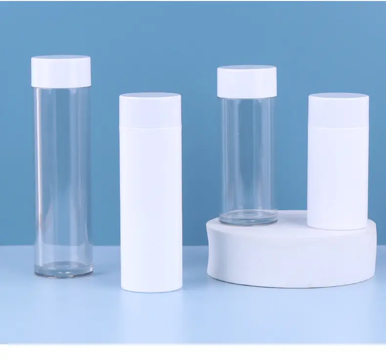 Nuevo diseño de fábrica personalizado al por mayor PET 30Ml 40Ml 50Ml 60Ml botellas redondas de plástico vacías de pared gruesa para cosméticos cuidado de la piel