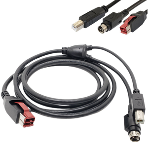 สายข้อมูลเครื่องสแกนบาร์โค้ดสำหรับเครื่องพิมพ์ POS ตัวผู้ยาว1.8ม. 3ม. 24V จาก USB ไปยัง SR Power Mini DIN 3P L + b/m "Y" hoslden - Product Image 1