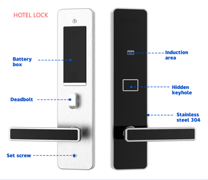 Accesso automatico hotel smart lock nero oro e argento con scheda e chiave funzione encoder scheda personalizzata interruttore di alimentazione - Product Image 2