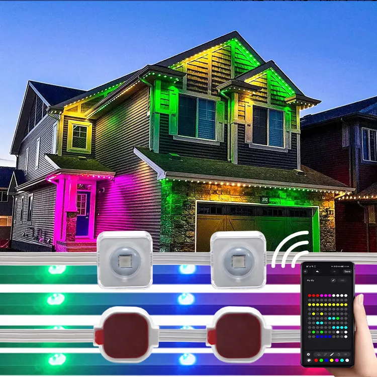 Waterproof Rgb Led Christmas Party Wedding Decoration Pixel Track Permanent Outdoor Point Lights Holiday Lights