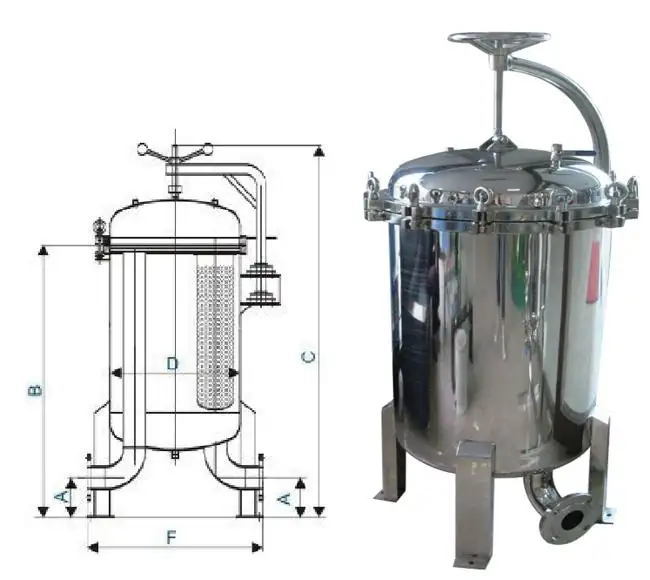 Habitação industrial em aço inoxidável para processos de tratamento de água