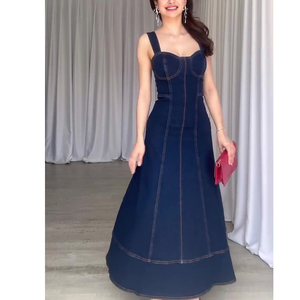 مخصص طويل الدنيم حزب اللباس المرأة الرسمية مخصص الدنيم فستان طويل الصانع - Product Image 3