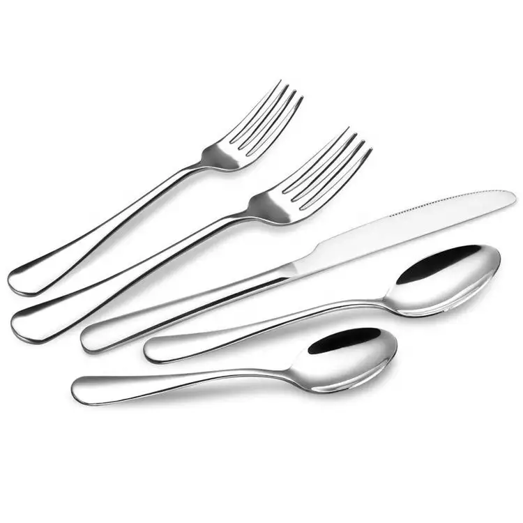 Juego de cubiertos de plata para restaurante, Cucharas, tenedores y cuchillos, cubiertos de acero inoxidable, baratos